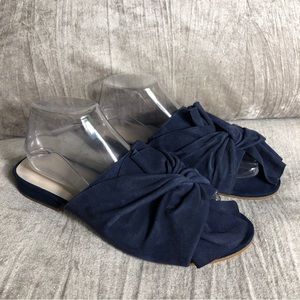 KENNETH COLE VINESSA New York  NAVY BLUE VELVET SLIDE SANDALS WITH BOW SIZE 10